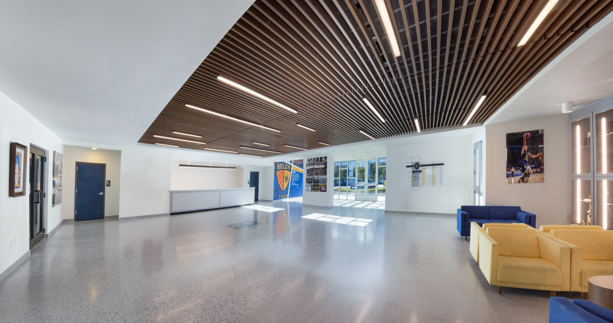 Lobby of the Belen Jesuit Innovation Ctr in Miami, FL.